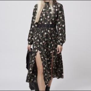Topshop woodland floral dress with 2 splits